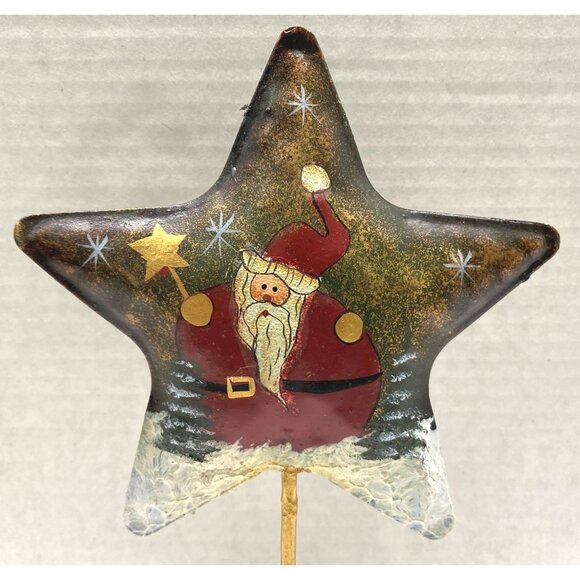 Santa Claus Star Wand Christmas Tabletop Decor Folk Art Country Rustic - Picture 2 of 7